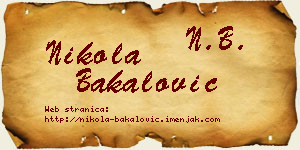 Nikola Bakalović vizit kartica